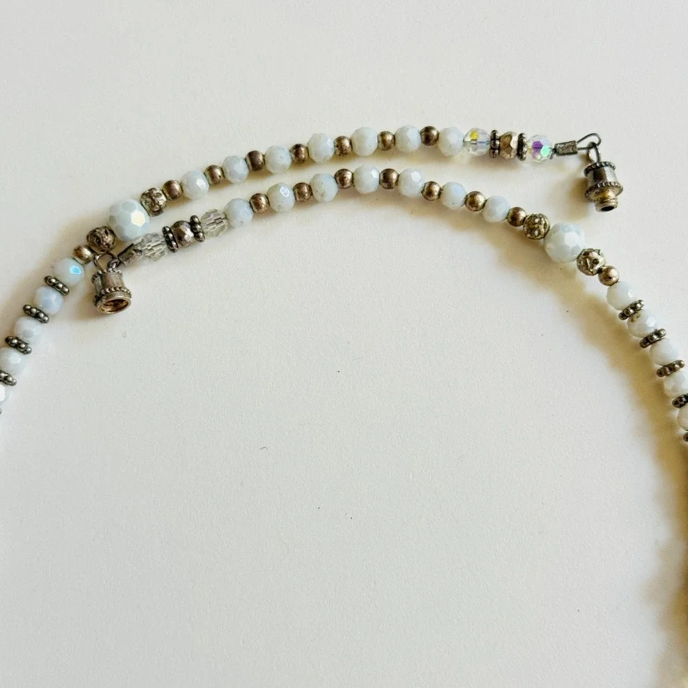 Snake Serpent beaded Necklace‎ crystal Beads Sterling Silver 925 Collar 18